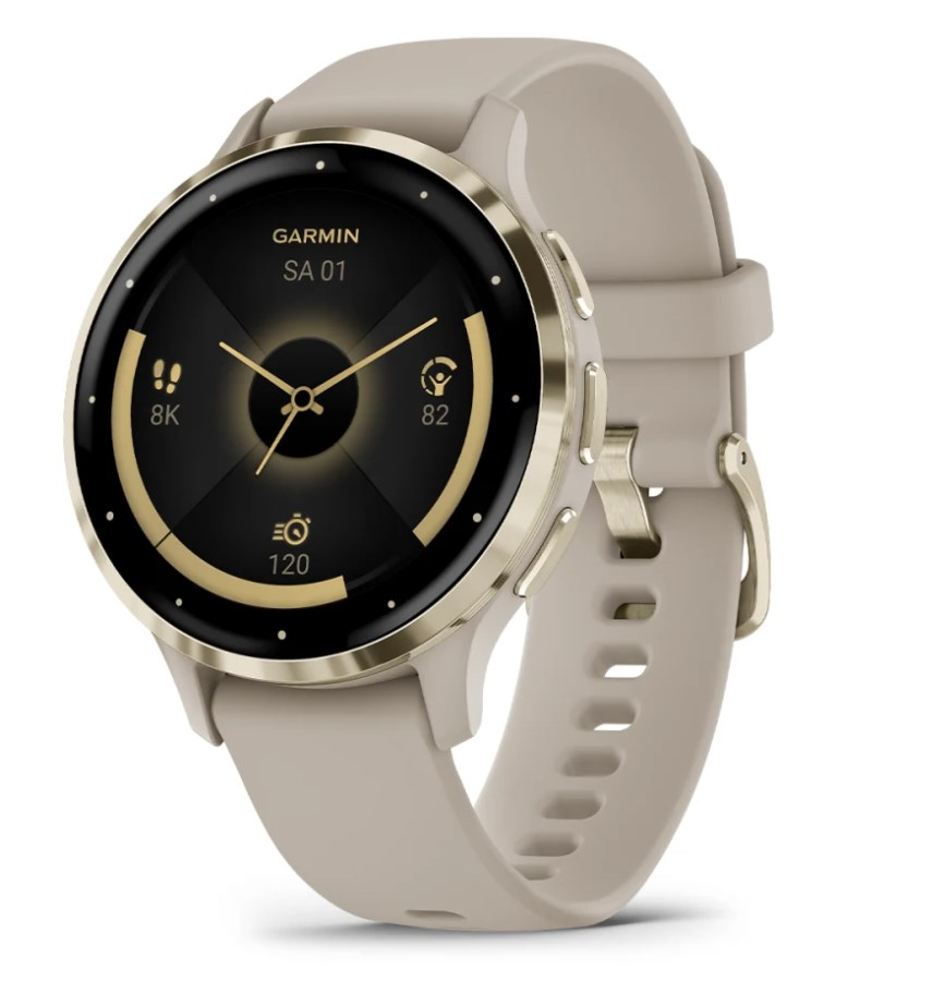 Garmin Venu 3S 3.05 cm (1.2") AMOLED 41 mm Digital 390 x 390 pixels Touchscreen Gold, Grey Wi-Fi GPS (satellite)