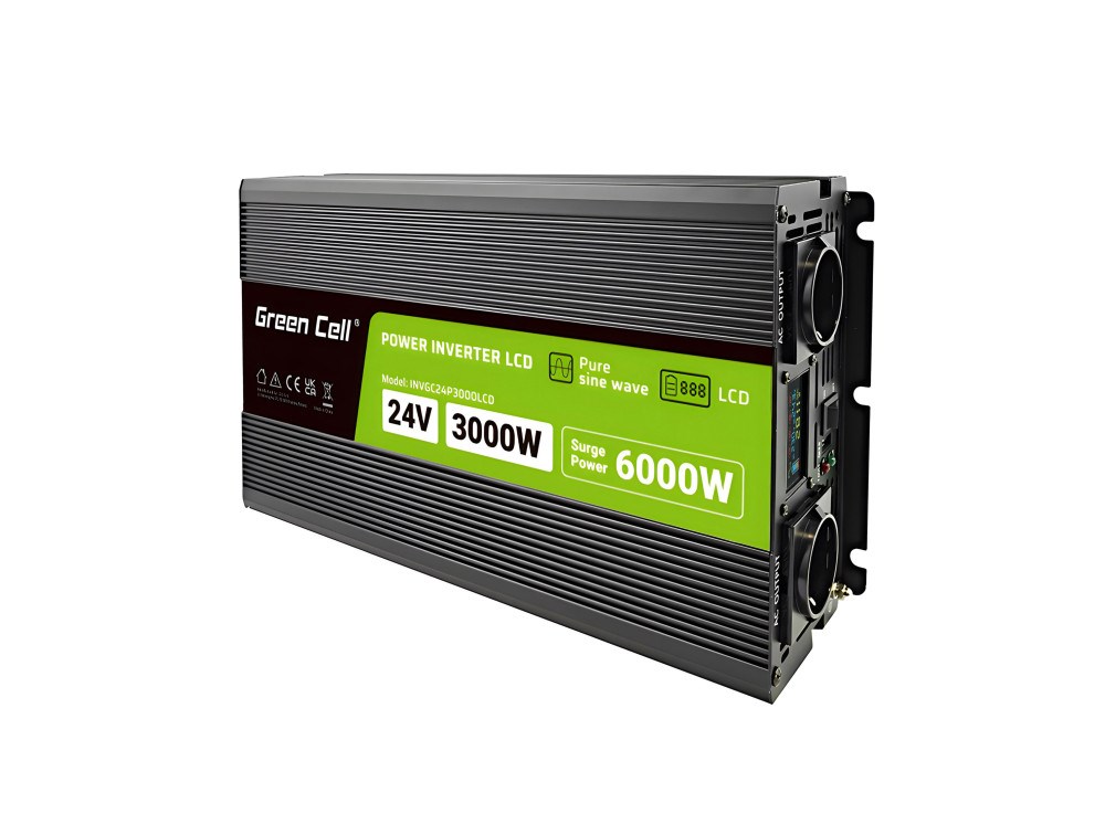 Green Cell PowerInverter LCD 24 V to 230 V, 3000 W