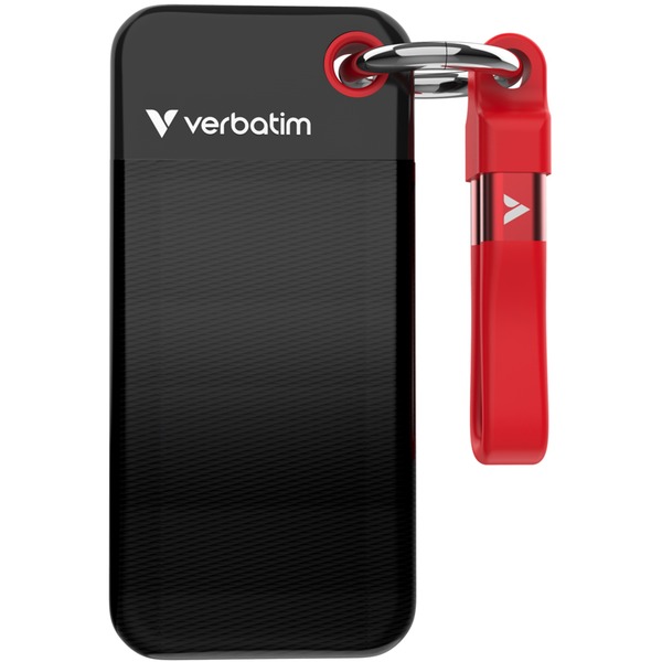 Verbatim Pocket SSD 1 TB External Drive USB-C 3.2 Gen 2 Black / Red