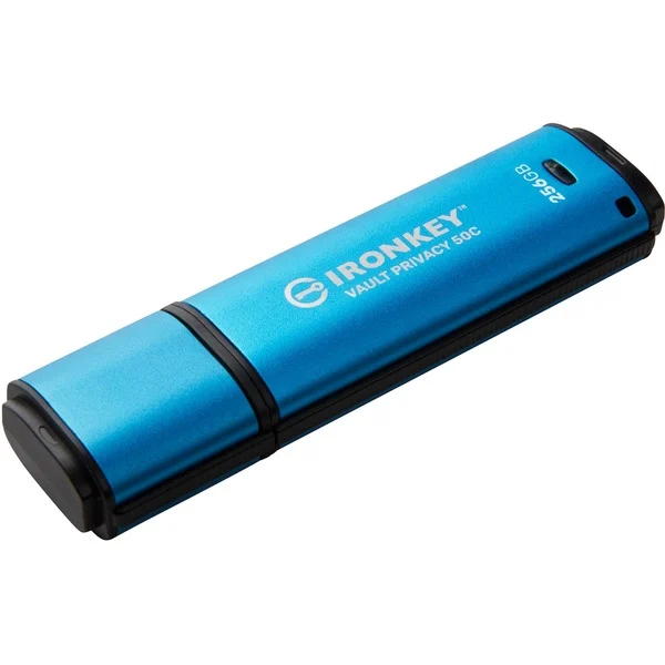 Kingston IronKey Vault Privacy 50 USB-C Flash Drive 256 GB Light Blue/Black