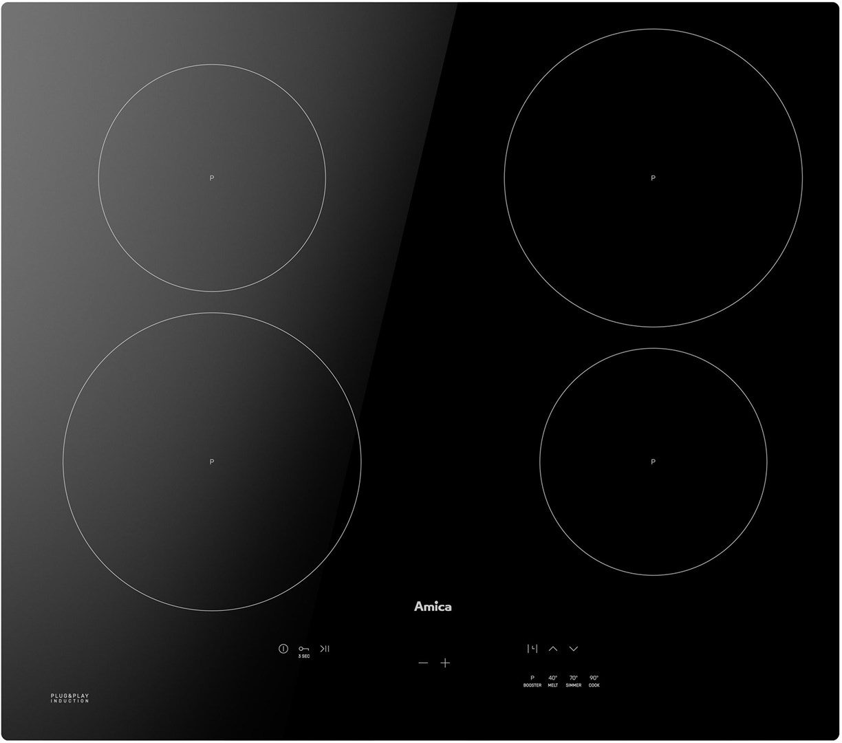 Amica DI 6410 PPB hob Black Built-in 59.2 cm Zone induction hob 4 zone(s)