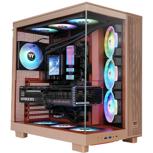 Thermaltake View 380 XL TG ARGB Gravel Sand PC Case Light brown