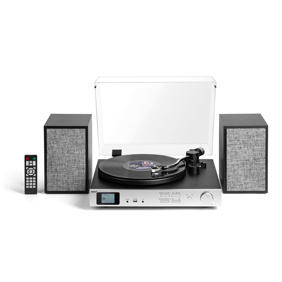 AKAI ATT-500SP - stereo turntable with external speakers Black, Silver