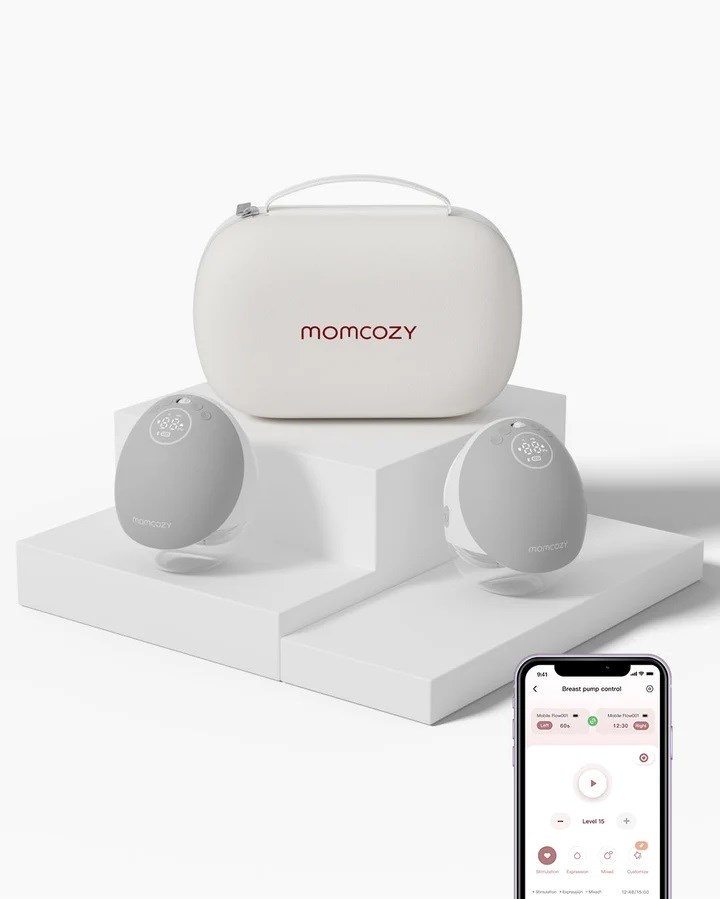 Momcozy M9 Hands-Free Breast Pump Double Set Grey