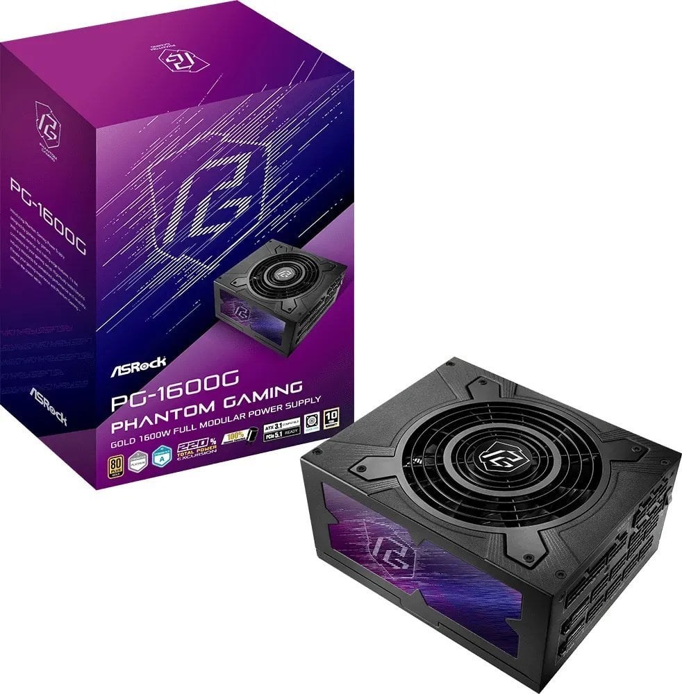 ASRock Phantom Gaming  PG-1600G 1600W Gold Power Supply Black