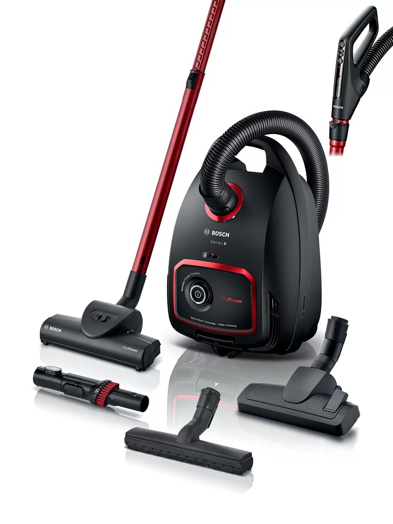 Bosch BGL6POW2 bagged vacuum cleaner, 850 W, black/red