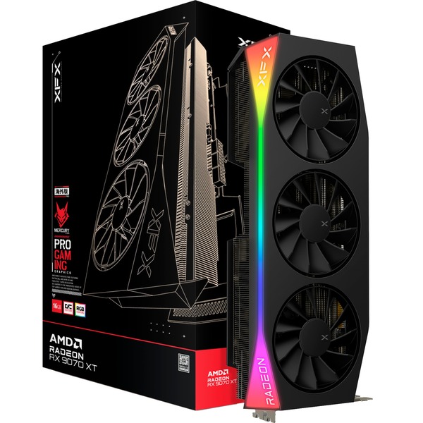 XFX Radeon RX 9070 XT OC Mercury RGB Graphics Card 16 GB Black