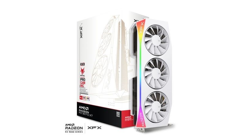 XFX Mercury Radeon RX 9070 XT OC RGB Graphics Card 16 GB White