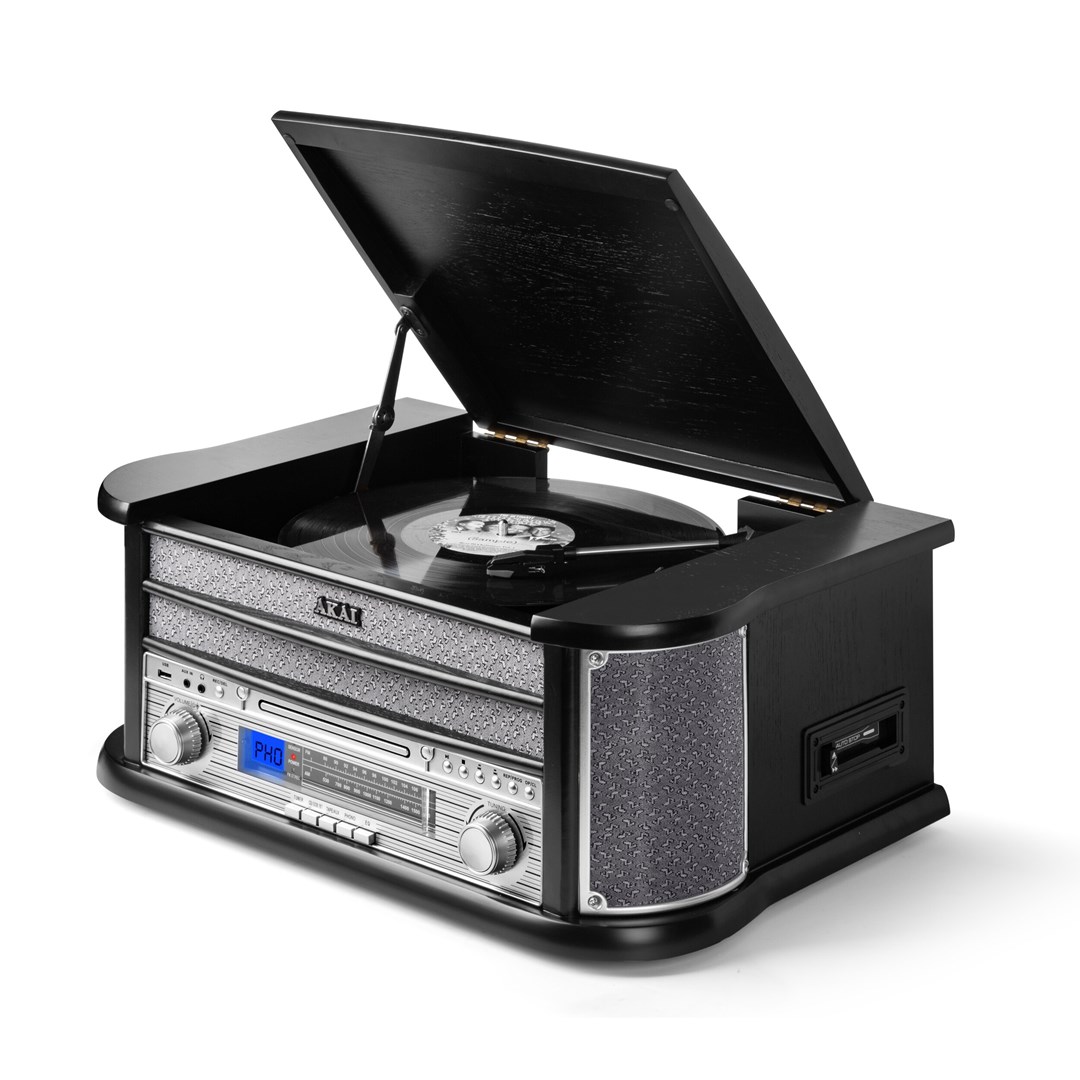 AKAI ATT-350CC - a record player with a CD and cassette player Black, Silver