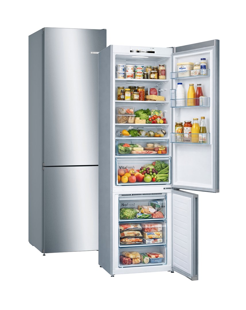 Bosch Serie 4 KGN39VIEB Fridge-Freezer, 368 L, Stainless Steel