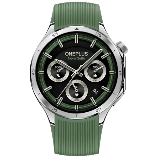 OnePlus Watch 3 Silver (Green Rubber Strap)