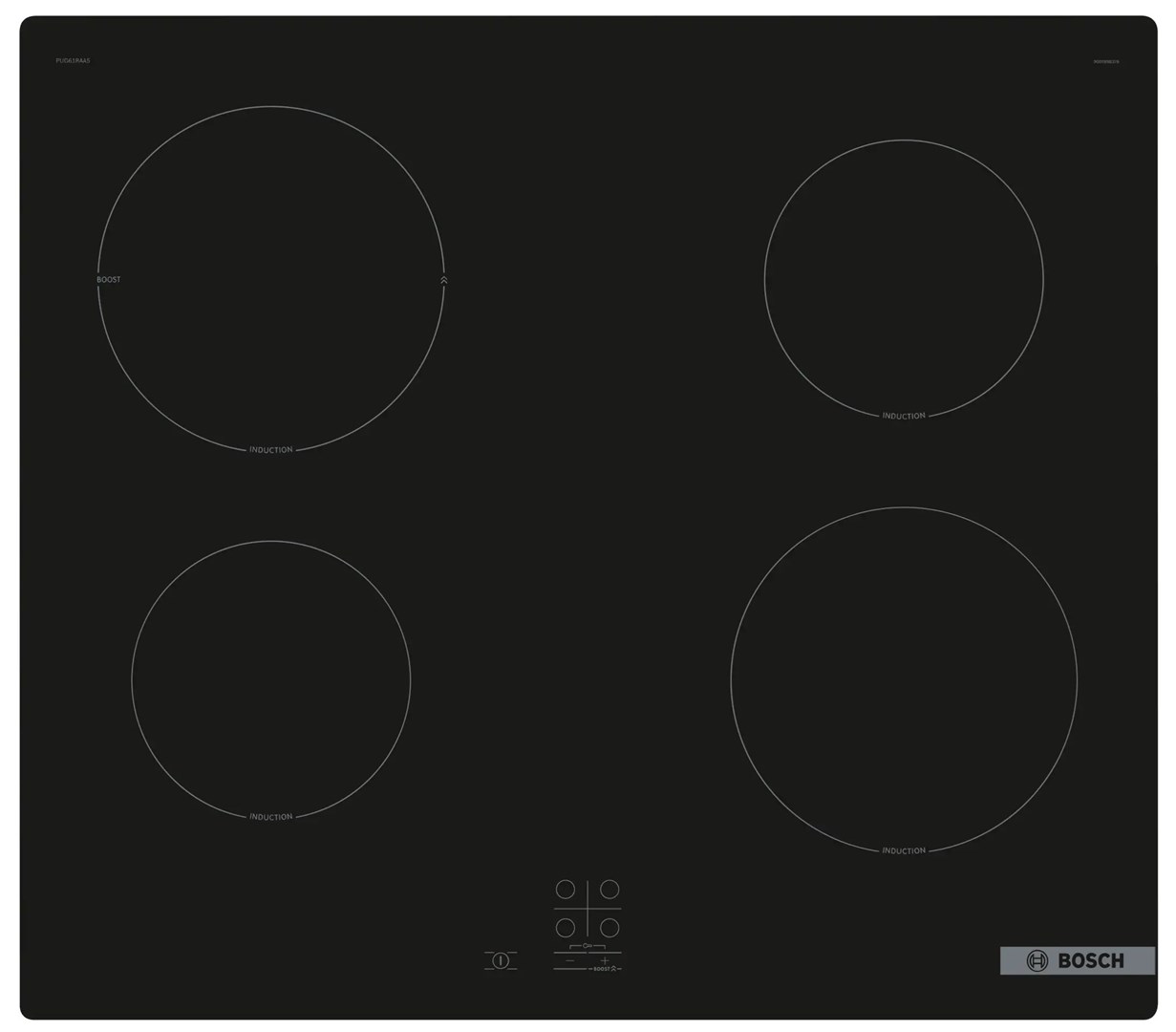Bosch Serie 2 PUG61RAA5E 4-Zone Induction Hob, 60 cm, Black