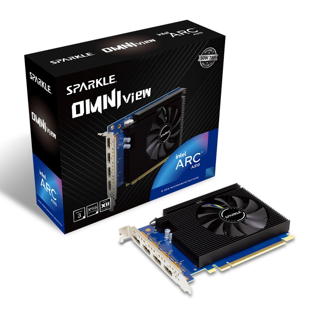 SPARKLE Intel Arc A310 Omni View 4 GB Graphics Card Black, Blue