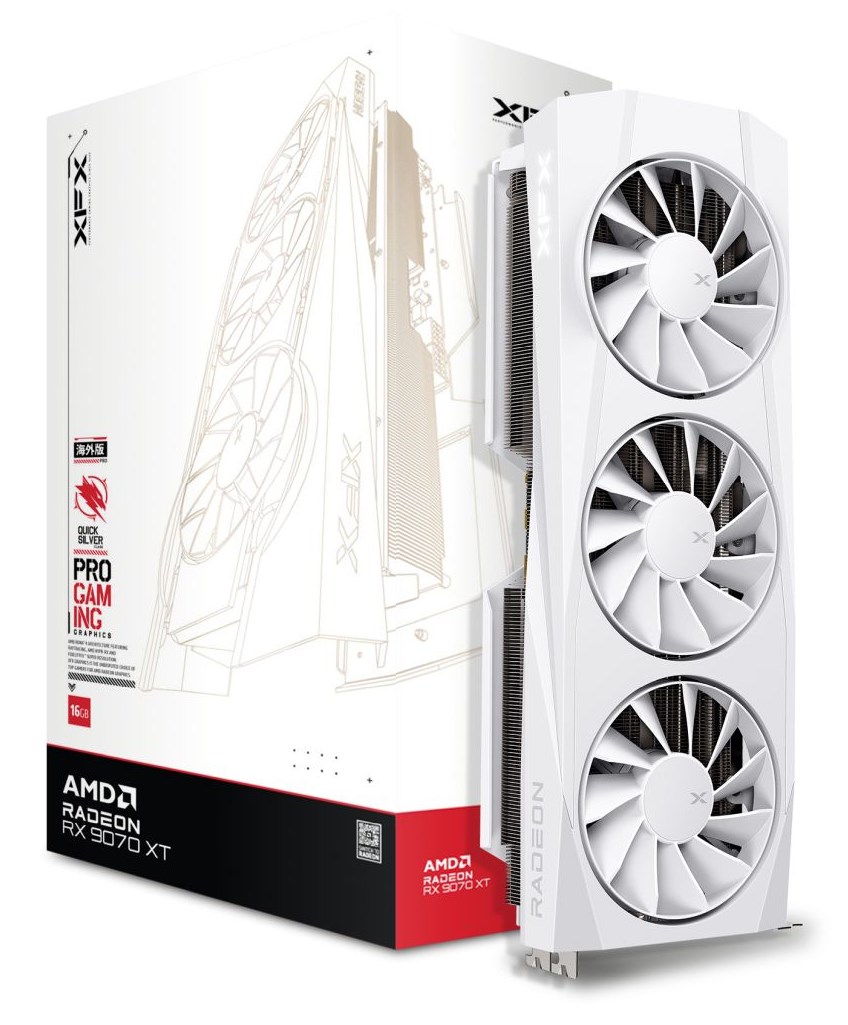 XFX Radeon RX 9070 XT Quicksilver Graphics Card 16 GB White