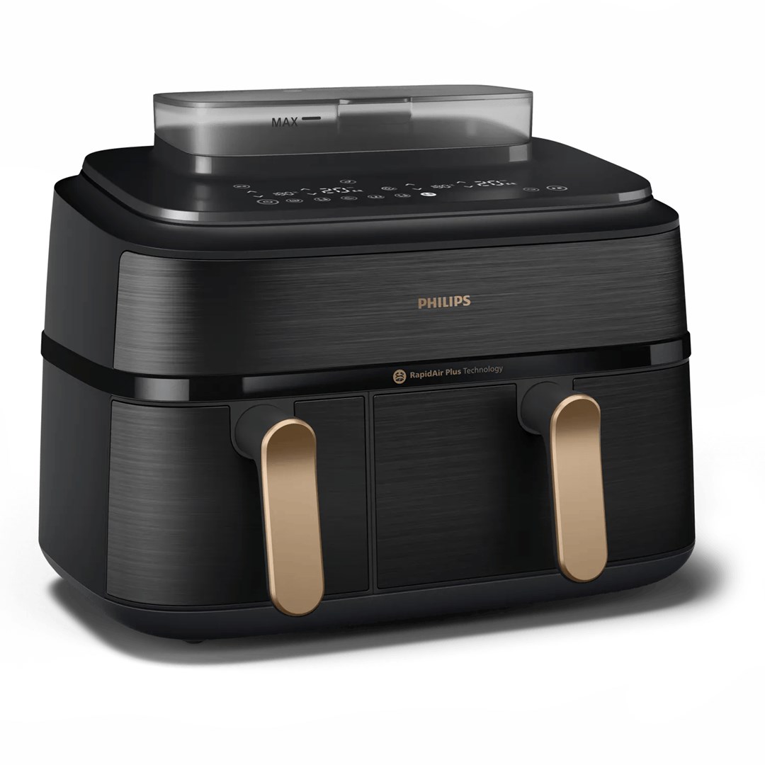 Philips NA552/00 Dual Basket Steam Air Fryer, 9 L, Black/Copper